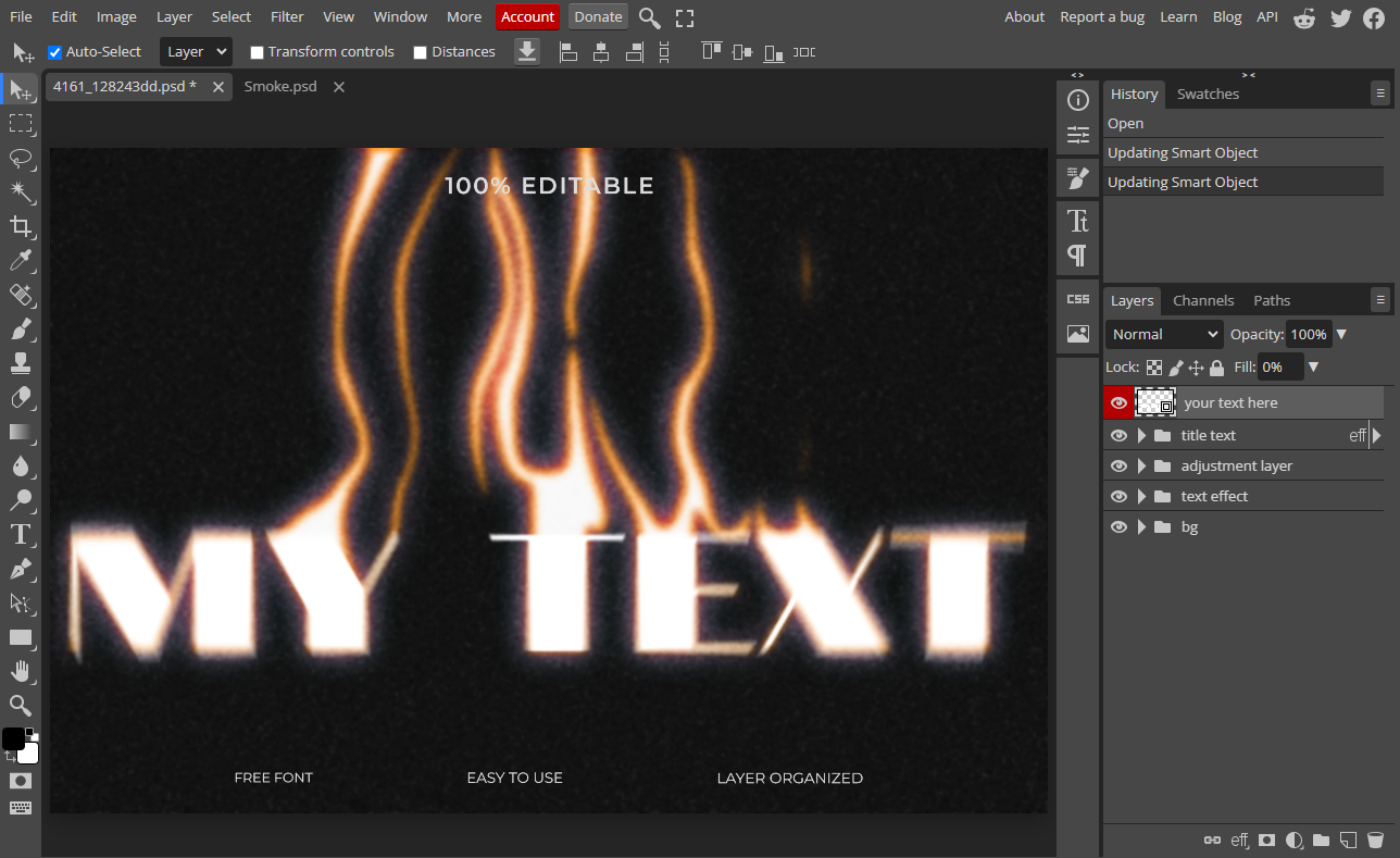 Photopea text effect