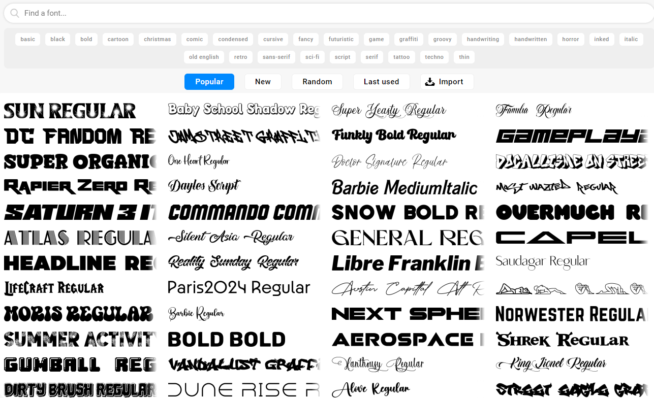 Font selector