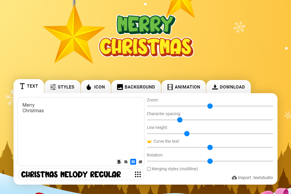 Merry Christmas Text Editor