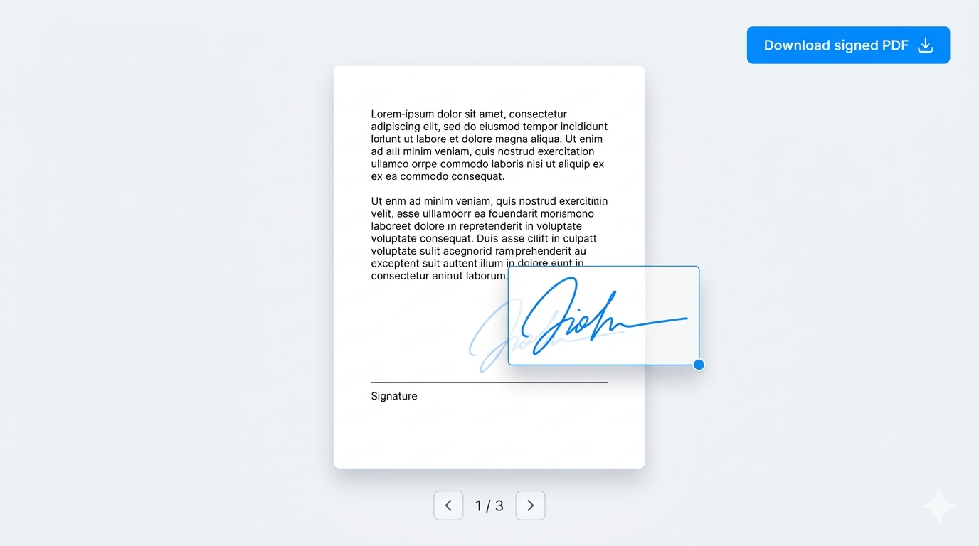 Signing a PDF document online with drag-and-drop signature placement