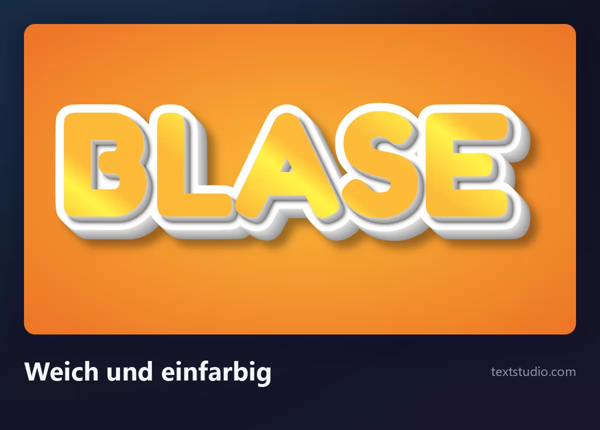 Das Wort Blase in weichen einfarbigen Bubble-Buchstaben, warmgelbe gerundete Formen mit weichem Schlagschatten auf orangefarbenem Hintergrund