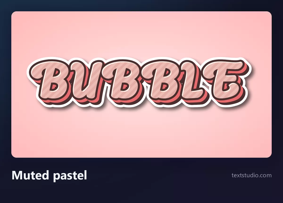 The word Bubble in muted pastel bubble letters, dusty pink shapes stacked in layers like a sticker on a pale pink background