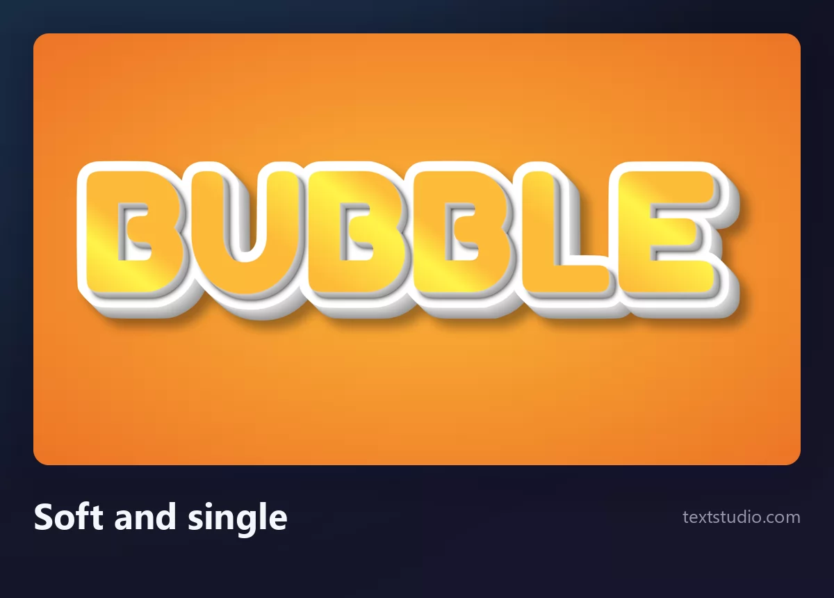 The word Bubble in soft single-colour bubble letters, warm yellow rounded shapes with a soft drop shadow on an orange background