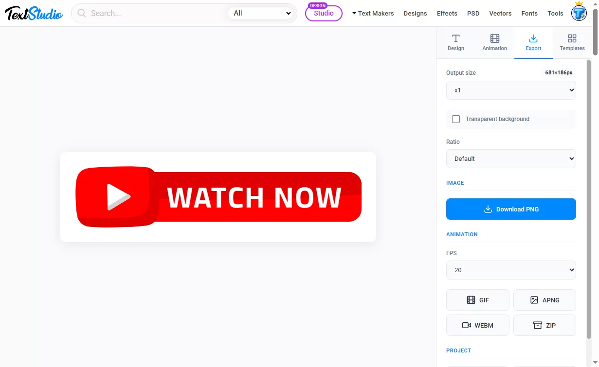Exporting a Watch Now button as PNG, GIF, APNG or WEBM