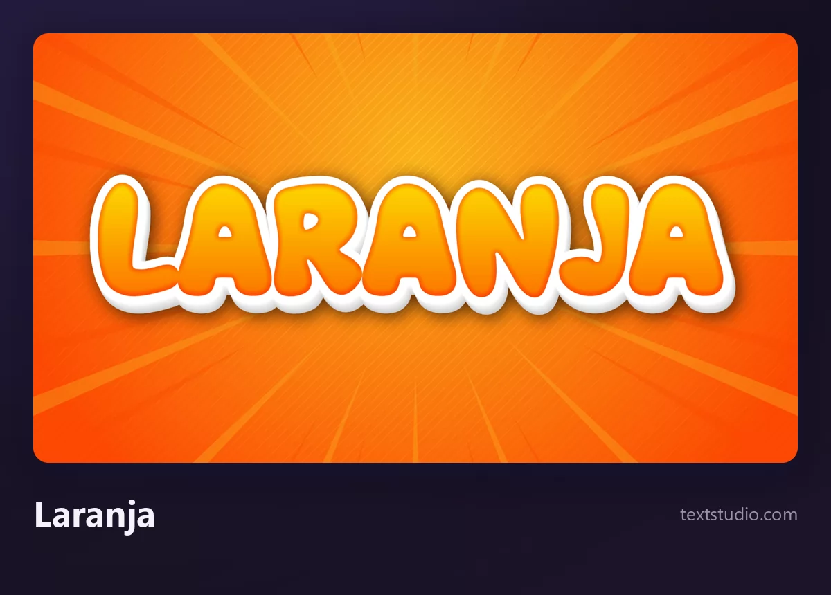 A palavra LARANJA em maiúsculas laranja com contorno branco, sobre um fundo laranja com raios que partem do centro