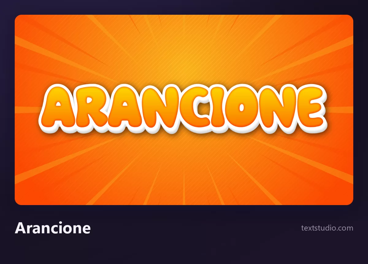 La parola ARANCIONE in maiuscole arancioni con contorno bianco, su uno sfondo arancione che irradia raggi dal centro