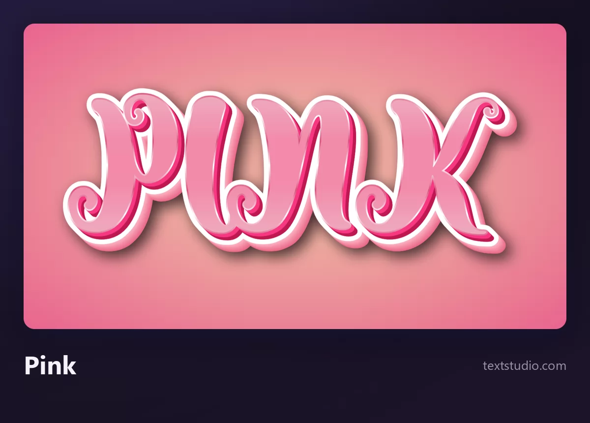 The word PINK in fat rounded pink script letters with a white cut-out border, on a soft pink gradient