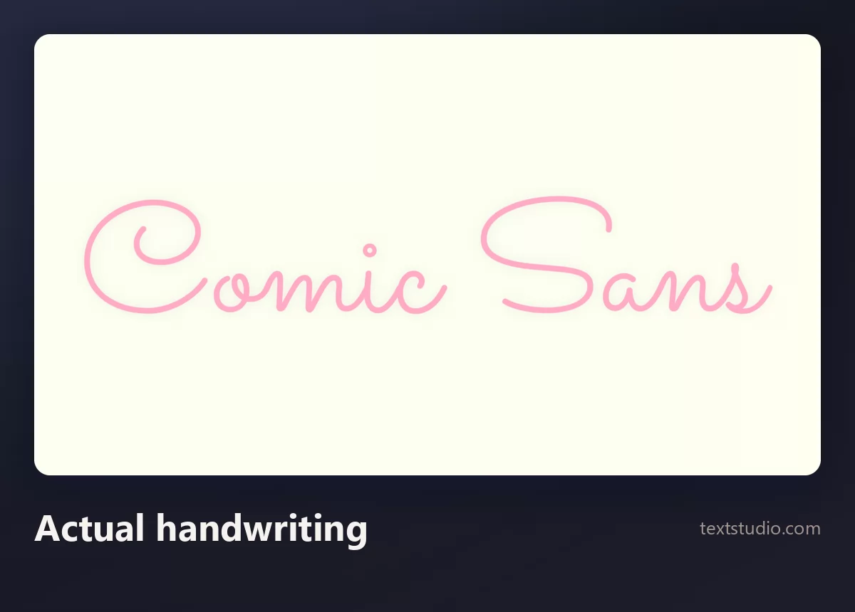 The words Comic Sans in a thin pink handwritten monoline script on a cream background