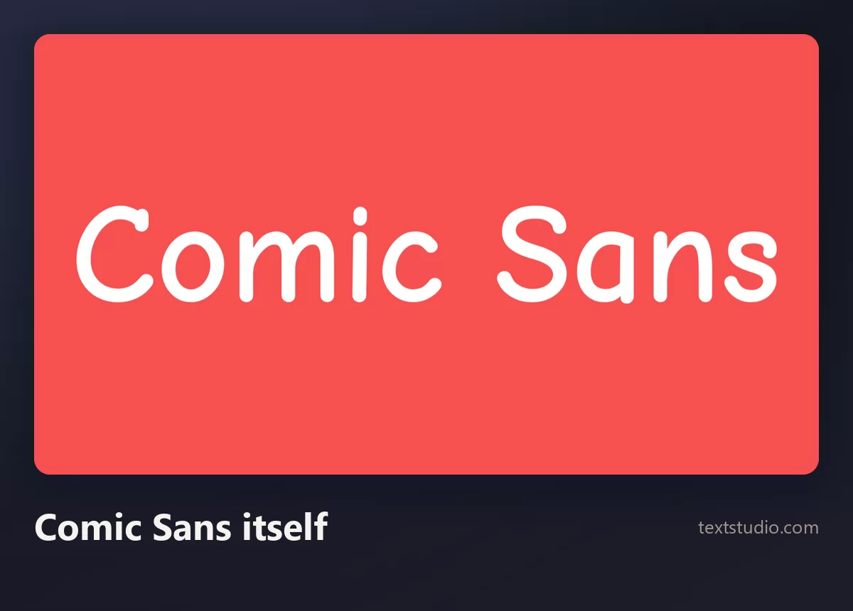 The words Comic Sans in the Comic Sans typeface, white rounded lowercase letters on a flat red background