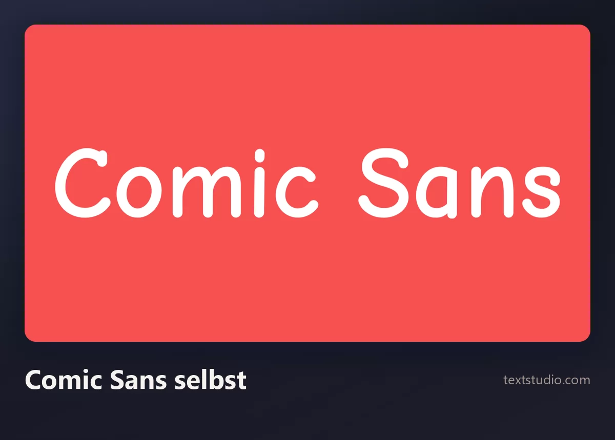 Die Wörter Comic Sans in der Comic-Sans-Schrift, weiße runde Kleinbuchstaben auf einem flächigen roten Hintergrund