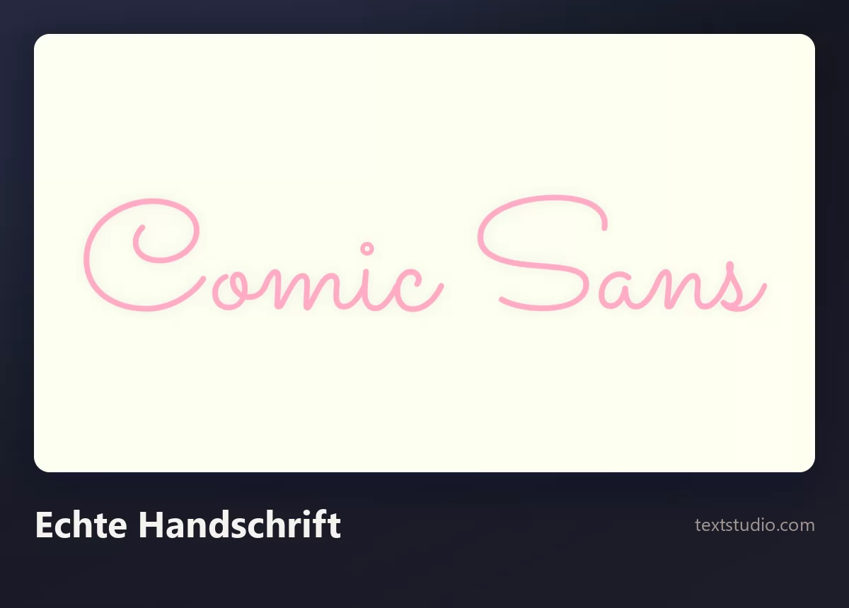 Die Wörter Comic Sans in einer dünnen rosa handgeschriebenen Schreibschrift mit gleichbleibender Strichstärke auf cremefarbenem Hintergrund