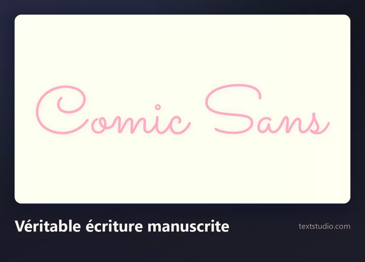 Les mots Comic Sans dans une fine écriture manuscrite monoline rose sur un fond crème