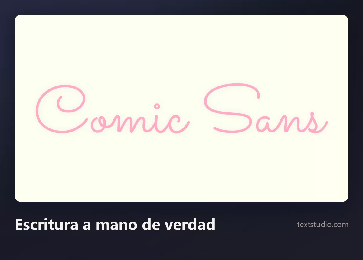 Las palabras Comic Sans en una letra manuscrita monolineal fina de color rosa sobre un fondo crema