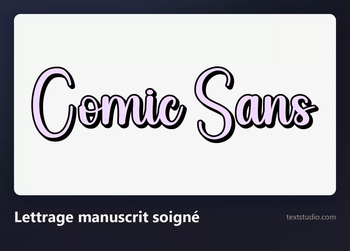 Les mots Comic Sans dans une écriture dessinée à fort contraste de graisse, avec un fin contour sombre, sur un fond clair