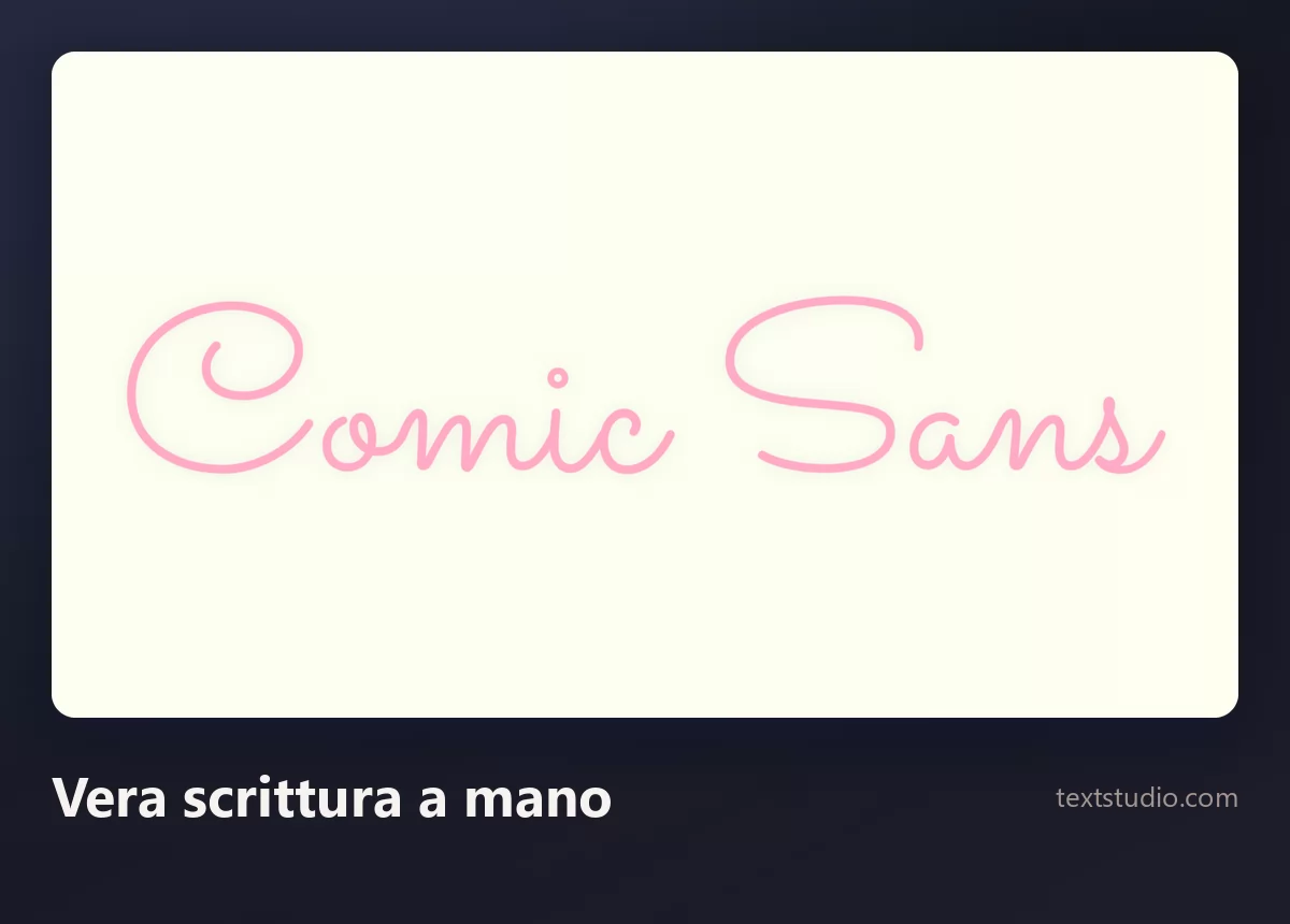 Le parole Comic Sans in uno script monolineare sottile scritto a mano in rosa su sfondo crema