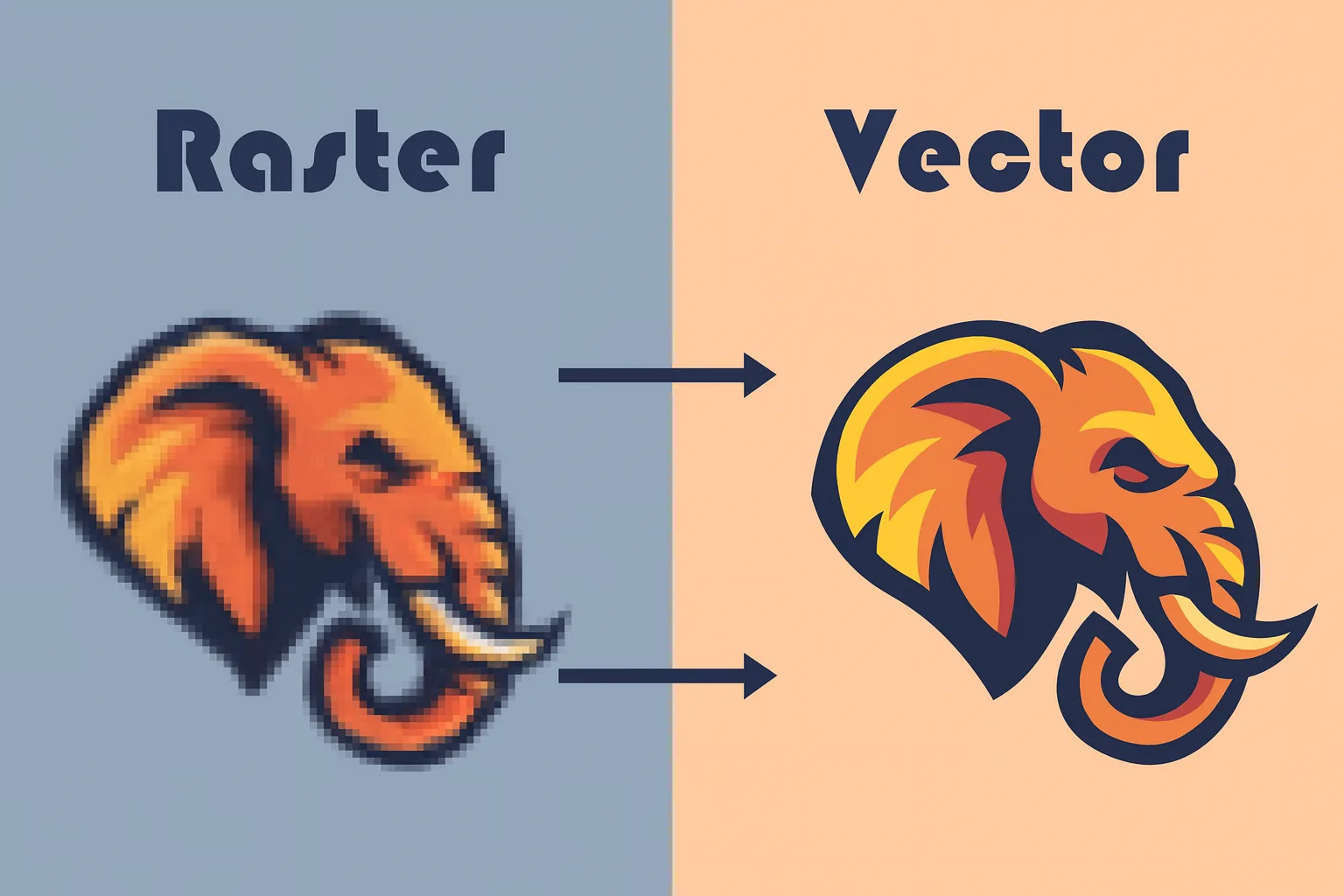 Logo pixelado convertido en SVG vectorial limpio