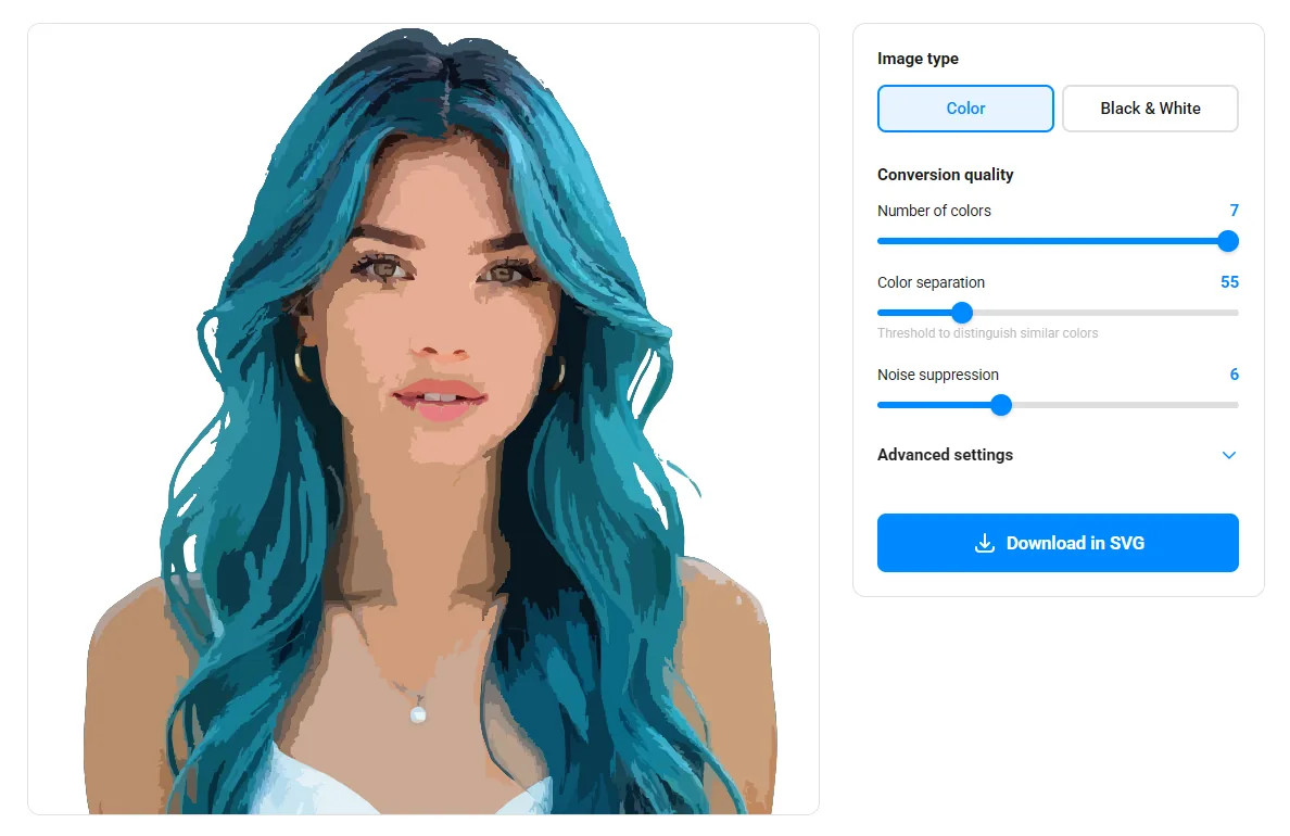 La interfaz de la aplicación Vectorizer