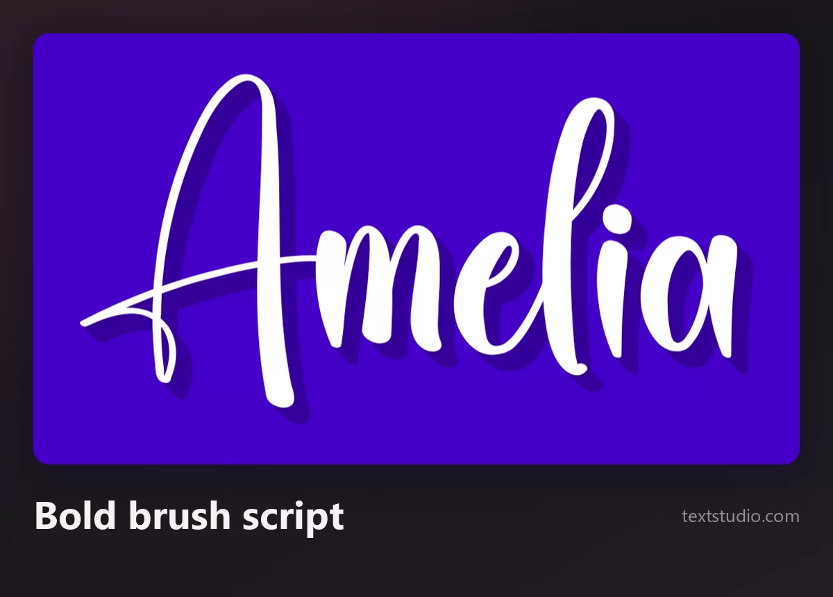 The name Amelia in a bold white brush script on a deep blue background