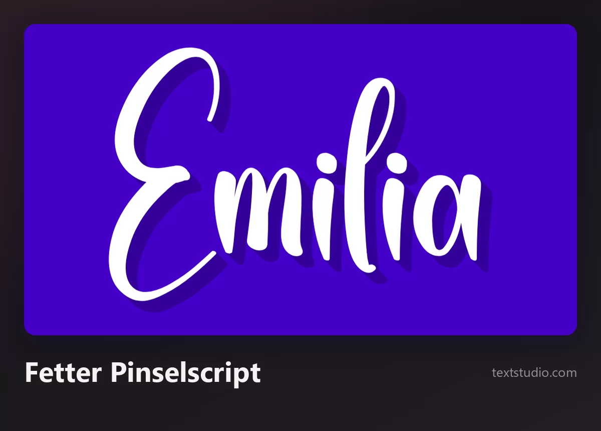 Der Name Emilia in einem fetten weißen Pinselscript auf dunkelblauem Hintergrund