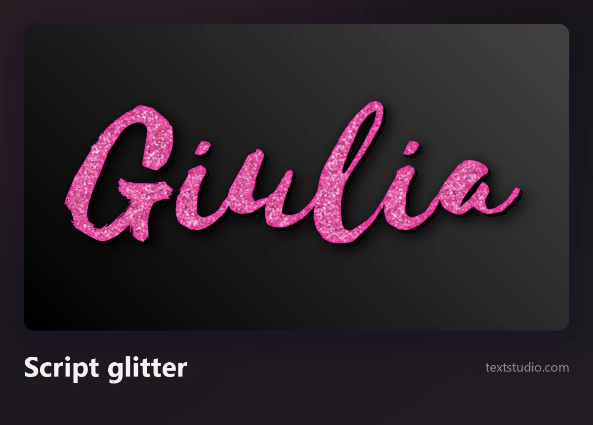 Il nome Giulia in uno script a pennello glitter rosa con texture scintillante su fondo scuro