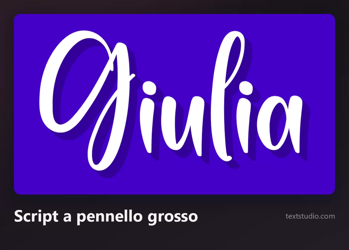 Il nome Giulia in uno script a pennello grosso bianco su fondo blu intenso