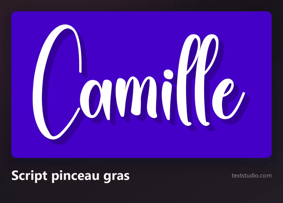Le prénom Camille dans un script pinceau gras blanc sur fond bleu profond