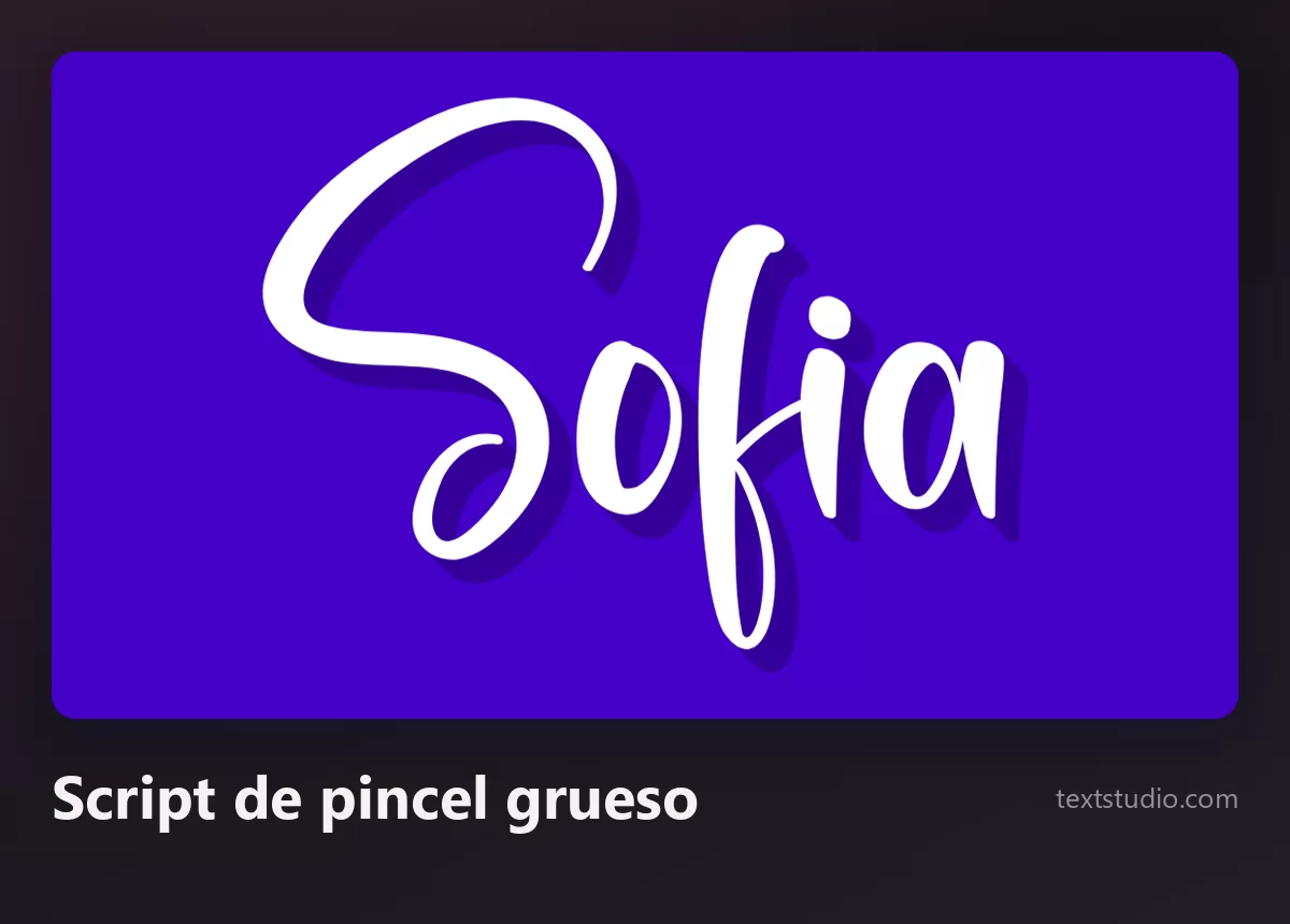 El nombre Sofia en un script de pincel grueso blanco sobre fondo azul intenso