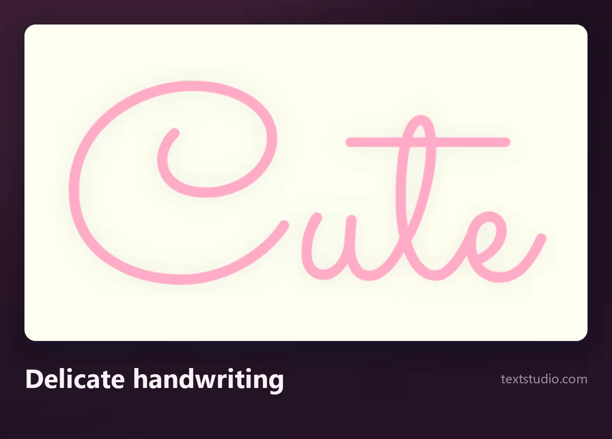 The word Cute in a very thin pink monoline handwritten script on a cream background