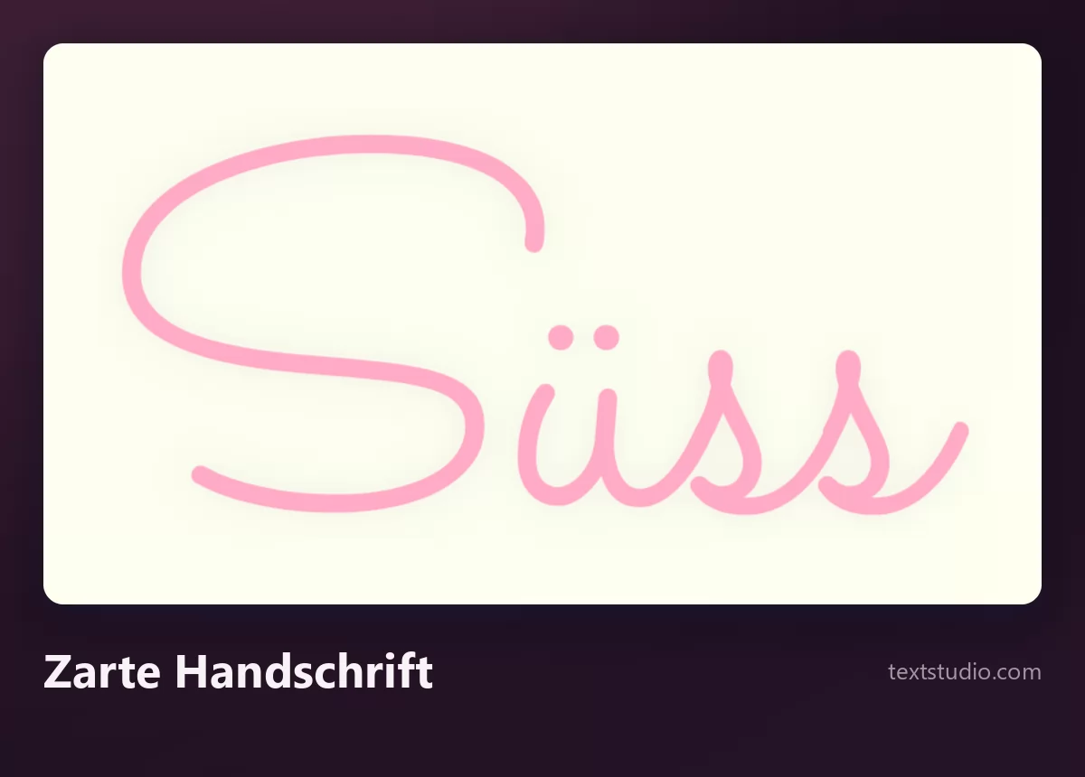 Das Wort SÜSS in einer sehr dünnen rosa handgeschriebenen Monolinien-Schrift auf cremefarbenem Hintergrund
