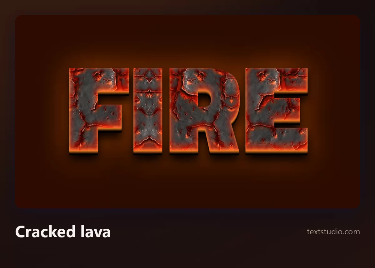 The word Fire in charred dark grey letters split by cracks with molten orange lava glowing out from inside the fissures