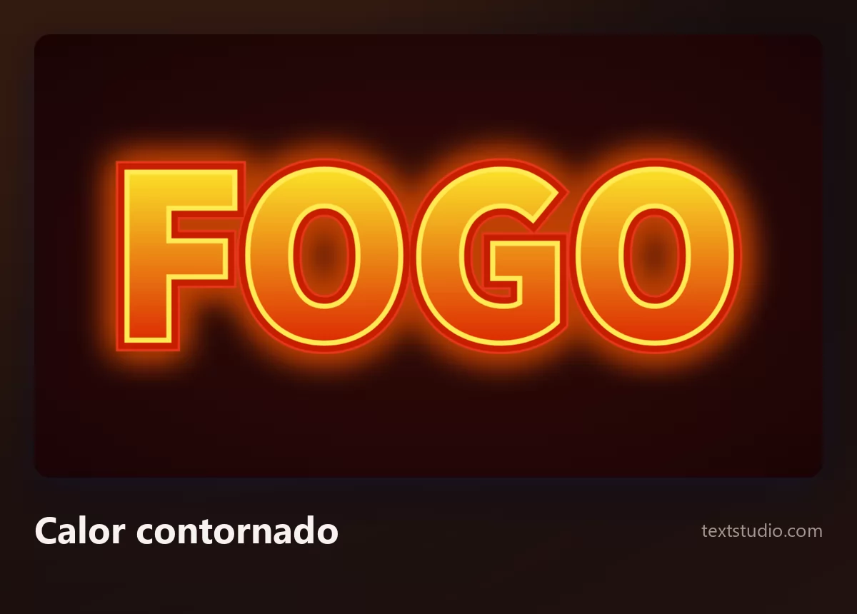 A palavra Fogo em letras laranja sólidas com um contorno amarelo vivo e um brilho quente irradiando atrás delas