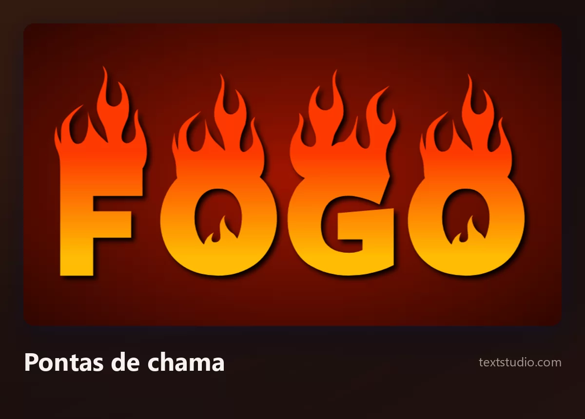 A palavra Fogo em letras sólidas com gradiente de laranja para amarelo e formas de chama gráficas e afiadas subindo do topo de cada caractere