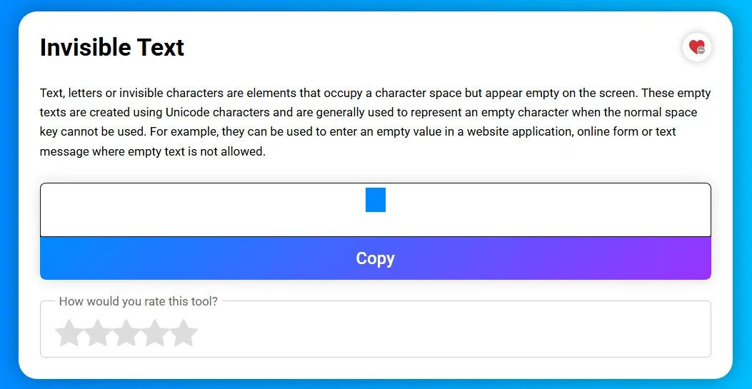 A ferramenta de Texto Invisível com o botão Copiar no TextStudio