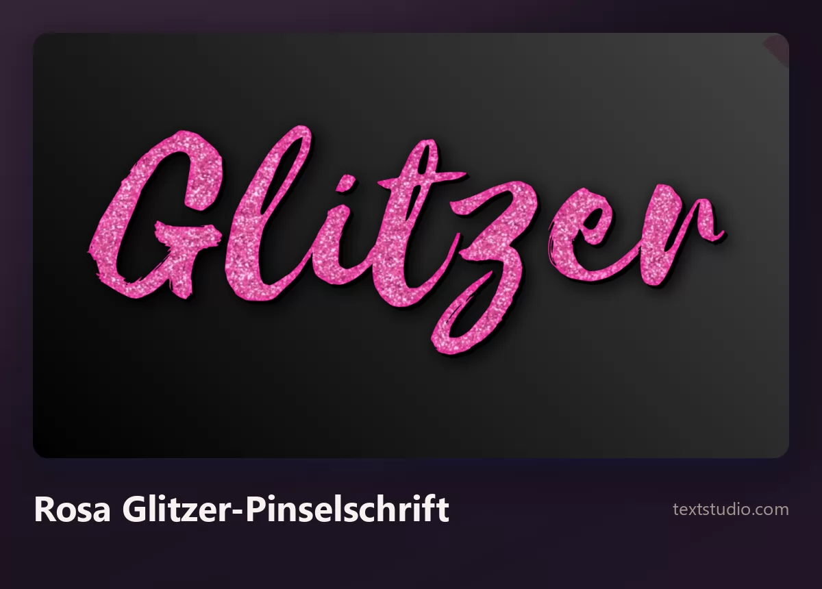 Das Wort Glitzer in einer rosa Glitzer-Pinselschrift mit dicken unregelmäßigen Strichen voller funkelnder Körnung