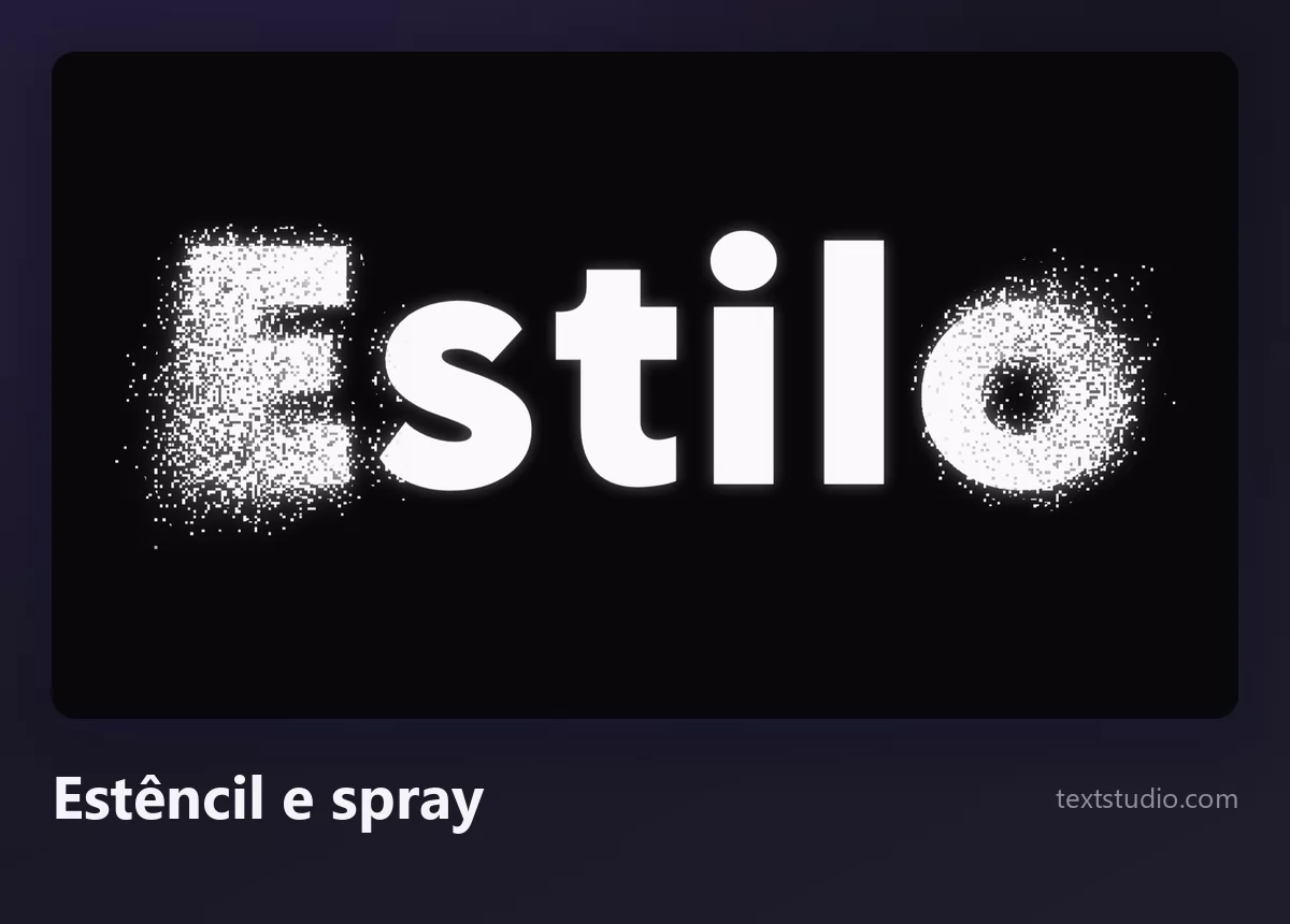A palavra Estilo em lettering de estêncil branco com respingos densos de spray e excesso de tinta em volta das letras sobre fundo preto