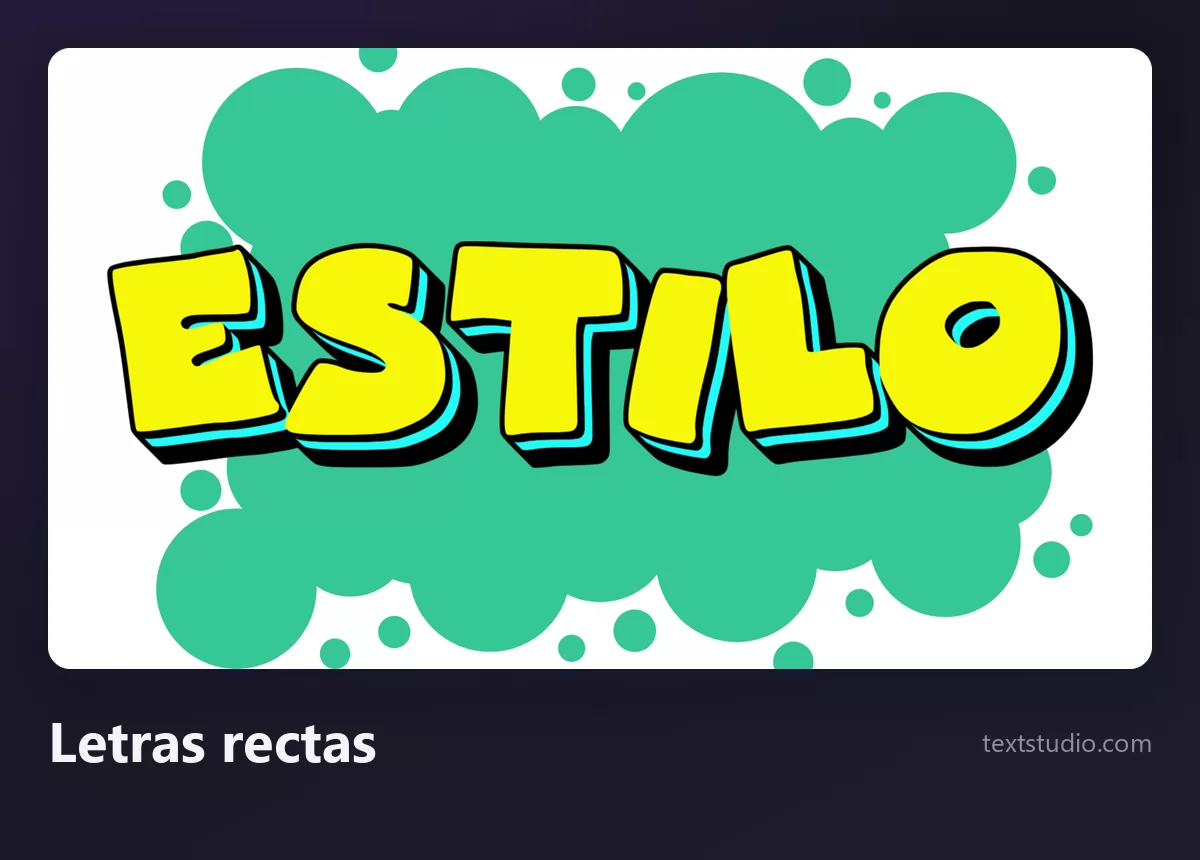 La palabra Estilo en letras rectas de graffiti, mayúsculas amarillas en negrita con un canto tridimensional cian sobre fondo turquesa