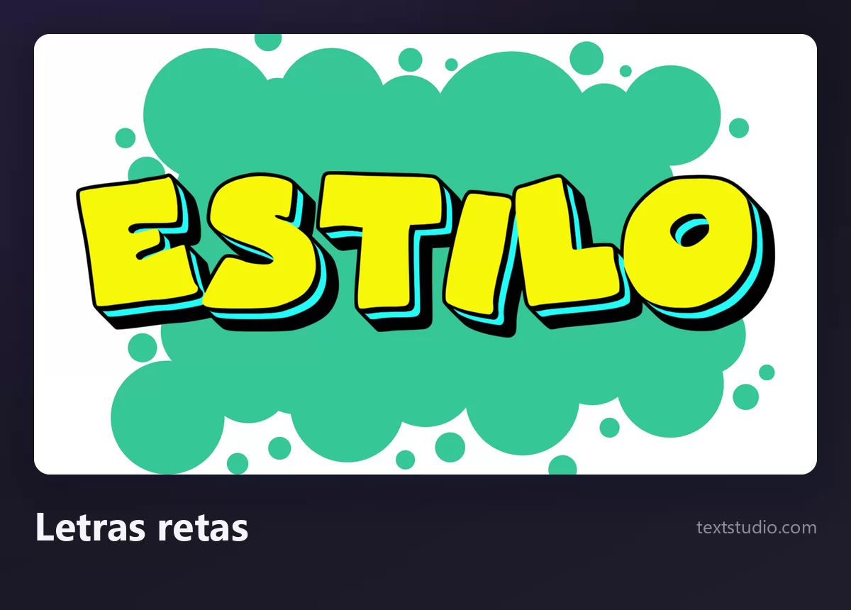 A palavra Estilo em letras retas de grafite, maiúsculas amarelas em negrito com uma borda tridimensional ciano sobre fundo verde-água