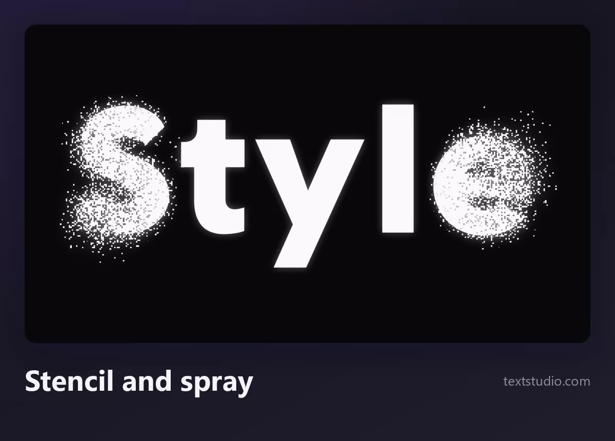 The word Style in white stencil lettering with heavy spray paint speckle and overspray around the letters on a black background
