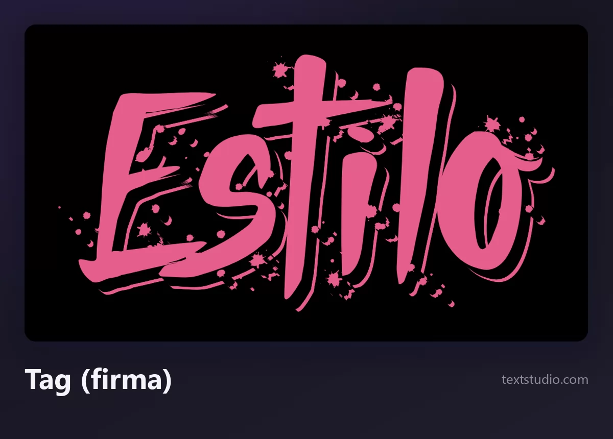 La palabra Estilo escrita como un tag de graffiti rosa, un handstyle rápido de un solo color con salpicaduras sobre fondo negro