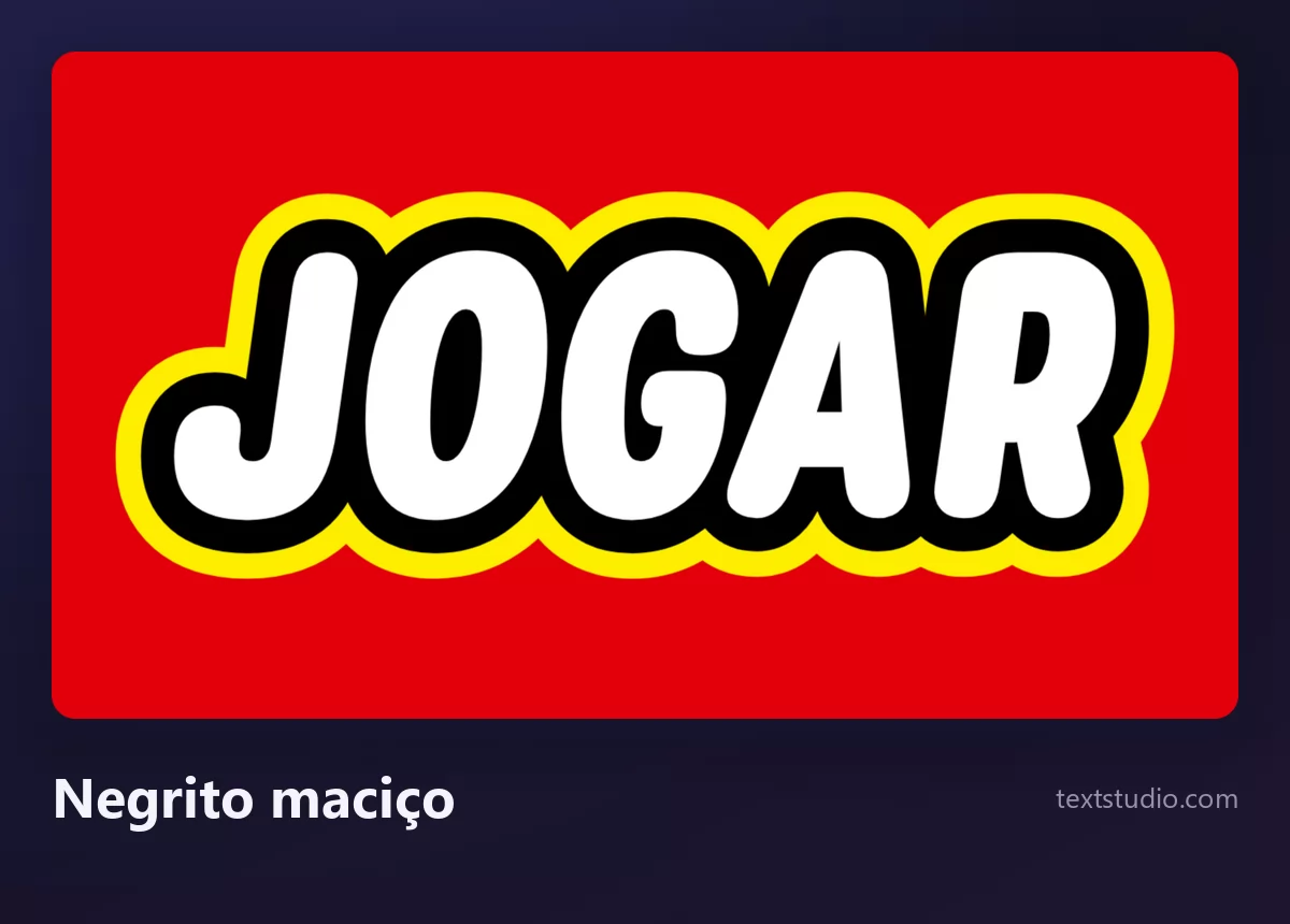 A palavra JOGAR em maiúsculas brancas muito pesadas cercadas por um halo amarelo, sobre um fundo vermelho chapado