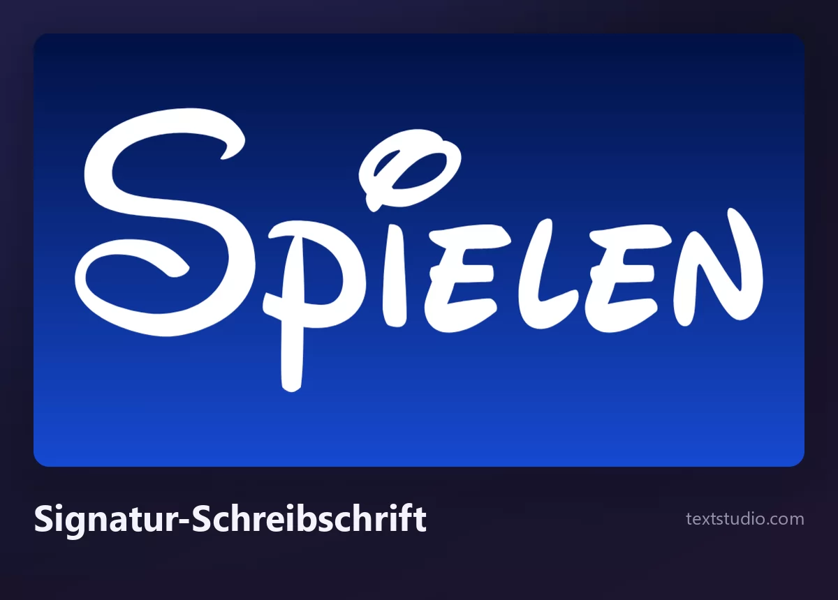 Das Wort Spielen in einer dünnen weißen Signaturschrift mit geschwungenen Schleifen und markant gedrehtem Anfangsbuchstaben, auf einem tiefblauen Verlauf