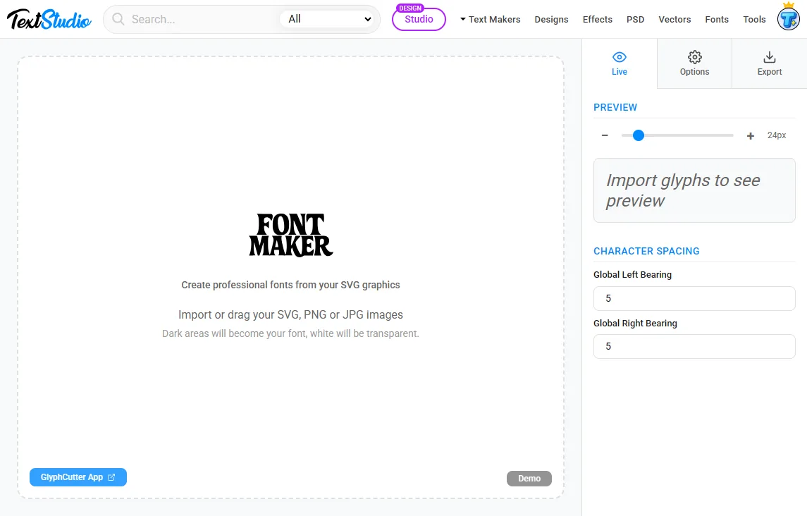 Interface do FontMaker