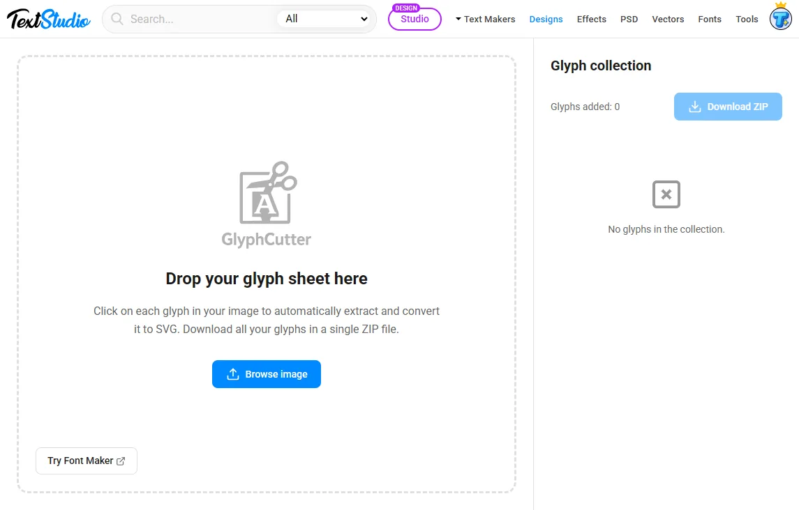 Interface do GlyphCutter