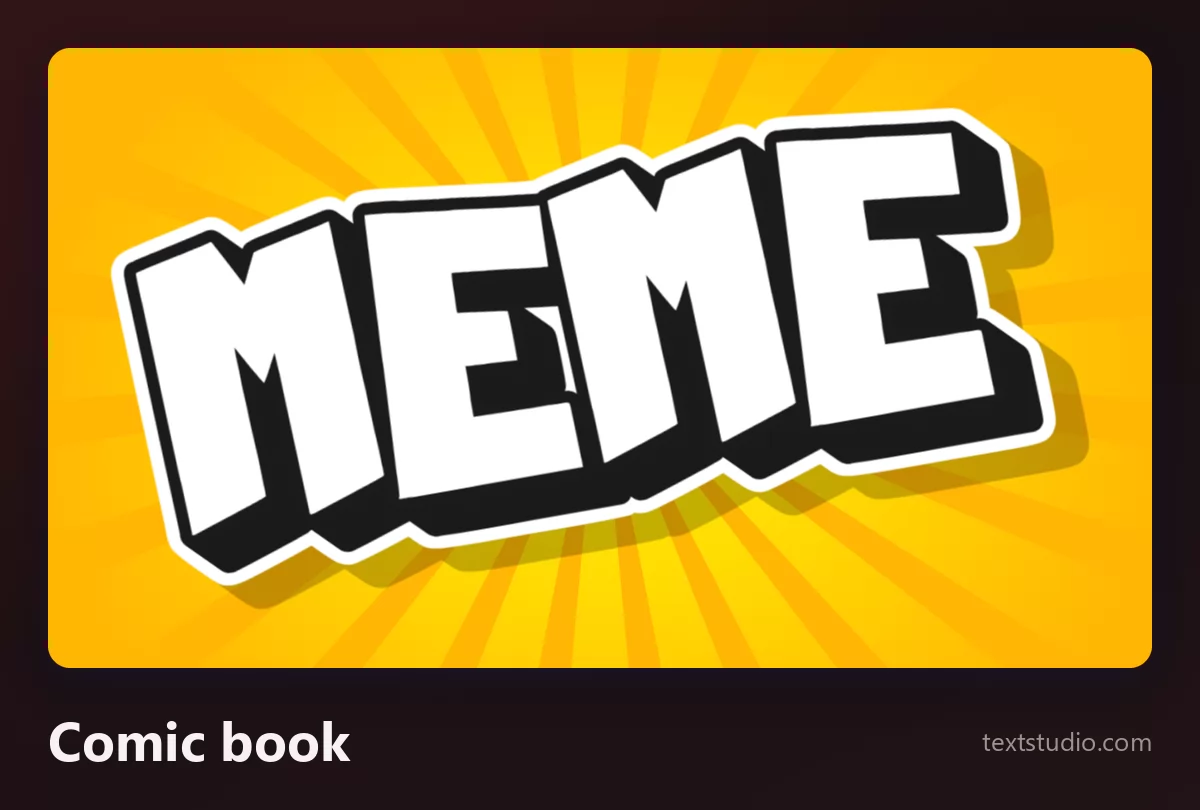 The word MEME in white comic-book capitals with a black outline and drop shadow, over a yellow radiating sunburst background