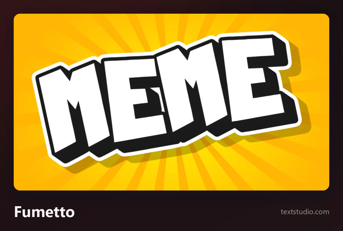 La parola MEME in maiuscole bianche da fumetto, con contorno nero e ombra portata, sopra uno sfondo giallo a raggiera che si irradia dal centro