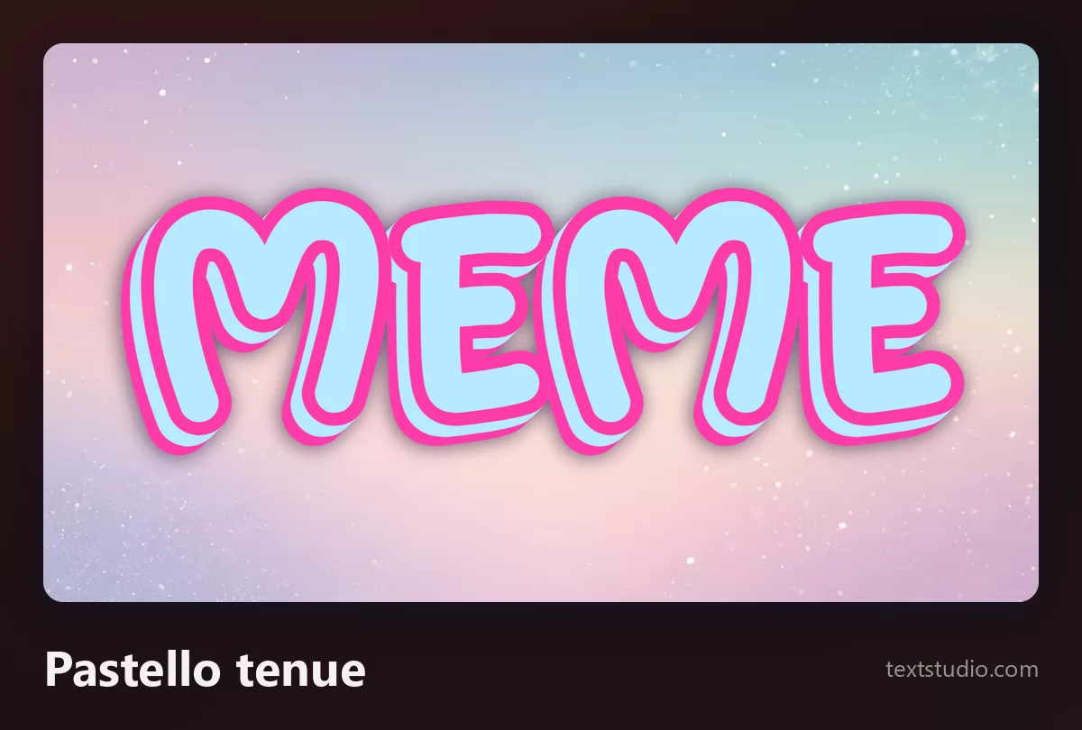 La parola MEME in maiuscole arrotondate azzurro chiaro con un morbido contorno rosa, su uno sfondo a sfumatura pastello chiarissima
