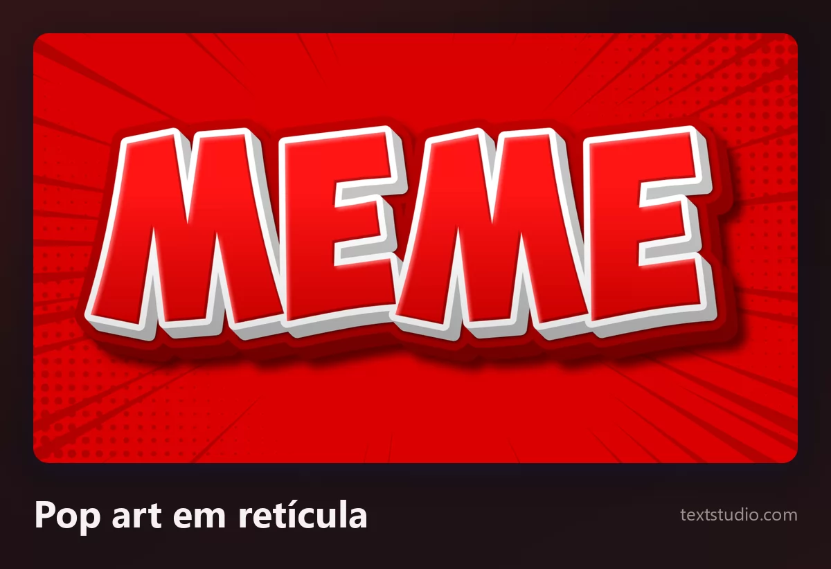 A palavra MEME em maiúsculas vermelhas com contorno branco e uma sombra escura projetada, sobre um padrão de pontos em retícula vermelha, como uma página antiga de história em quadrinhos