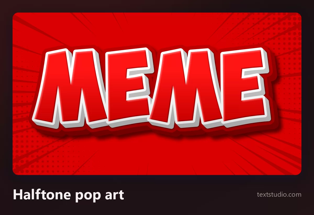 The word MEME in red capitals with a white outline and a dark drop shadow, over a red halftone dot pattern like an old comic book page
