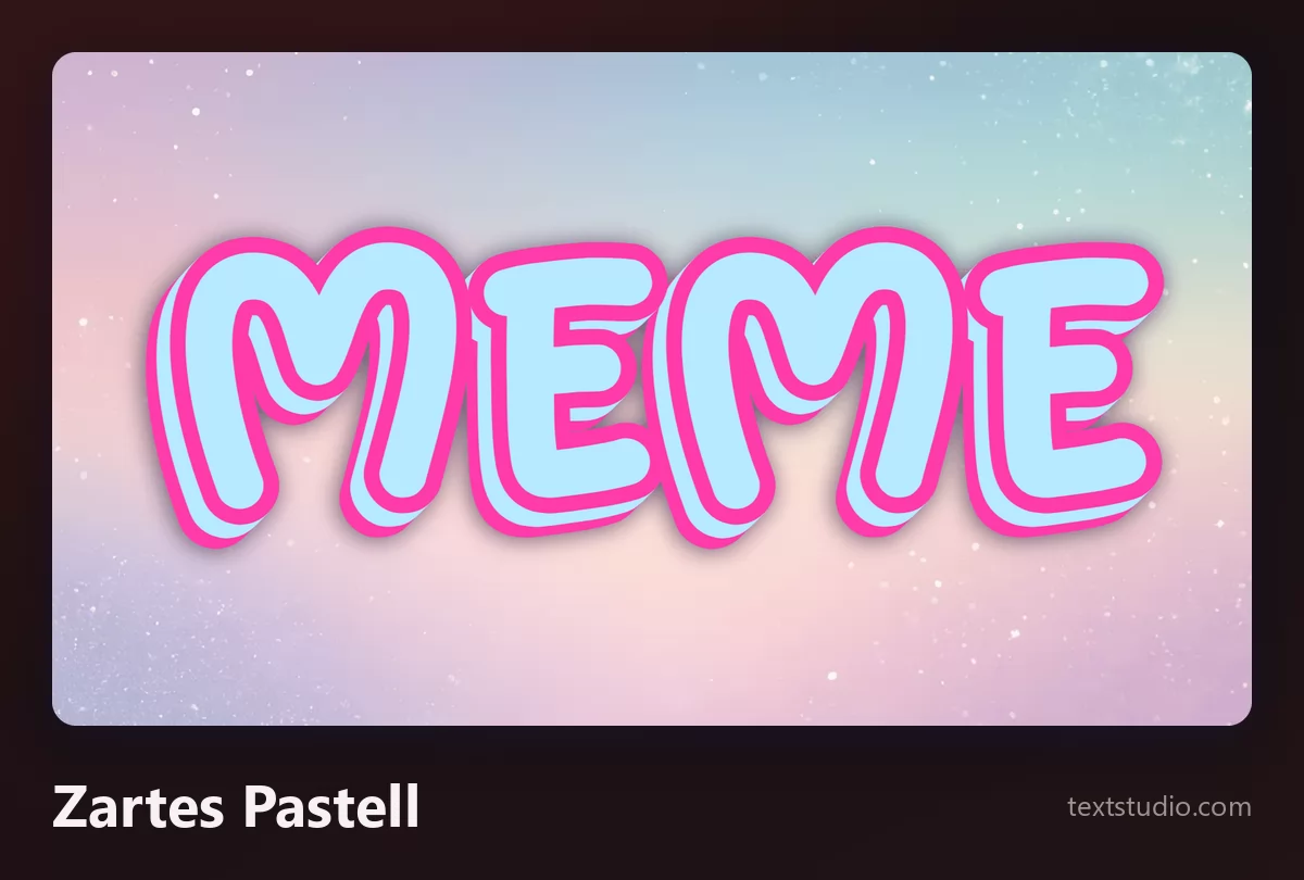 Das Wort MEME in blassblauen, runden Versalien mit einer zarten rosa Kontur, auf einem hellen Pastellverlauf als Hintergrund