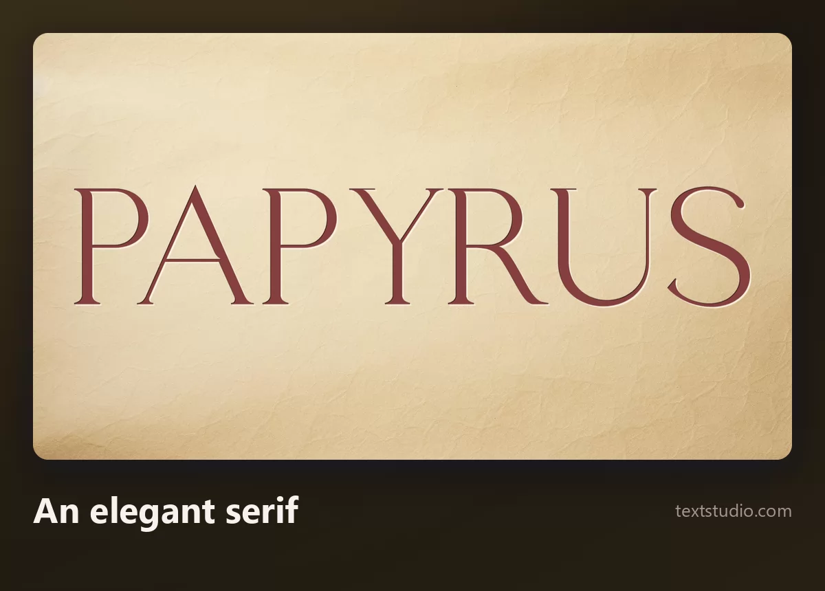 The word Papyrus in a refined serif with even stroke weight and generous letter spacing on a pale cream background